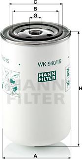 Mann-Filter WK 940/15 - Паливний фільтр autozip.com.ua