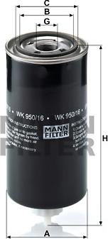 Mann-Filter WK 950/16 x - Паливний фільтр autozip.com.ua