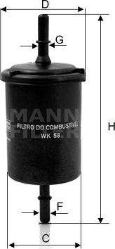 Mann-Filter WK 58 - Паливний фільтр autozip.com.ua