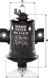 Mann-Filter WK 614/36 x - Паливний фільтр autozip.com.ua