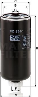 Mann-Filter WK 854/1 - Паливний фільтр autozip.com.ua