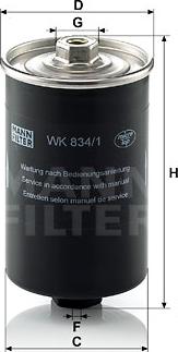 Mann-Filter WK 834/1 - Паливний фільтр autozip.com.ua