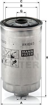 Mann-Filter WK 824/3 - Паливний фільтр autozip.com.ua