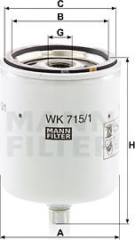 Mann-Filter WK 715/1 x - Паливний фільтр autozip.com.ua