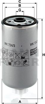 Mann-Filter WK 724/3 - Паливний фільтр autozip.com.ua
