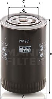 Mann-Filter WP 931 - Масляний фільтр autozip.com.ua