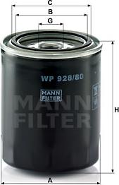 Mann-Filter WP 928/80 - Фільтр оливи autozip.com.ua