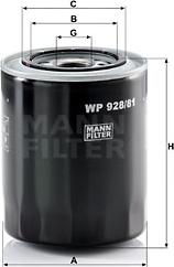 Mann-Filter WP 928/81 - Масляний фільтр autozip.com.ua
