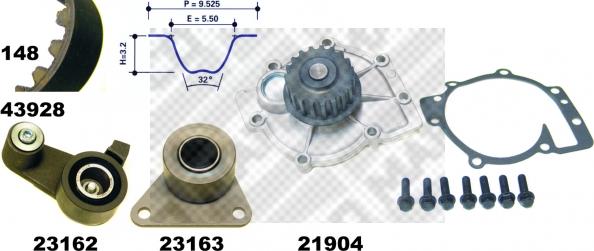 Mapco 41928 - Водяний насос + комплект зубчатого ременя autozip.com.ua