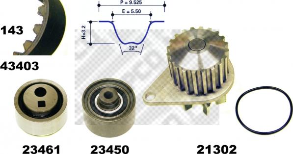 Mapco 41403 - Водяний насос + комплект зубчатого ременя autozip.com.ua