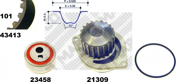 Mapco 41413 - Водяний насос + комплект зубчатого ременя autozip.com.ua