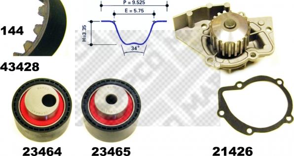 Mapco 41428 - Водяний насос + комплект зубчатого ременя autozip.com.ua
