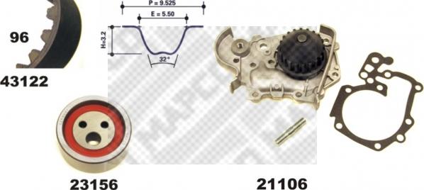 Mapco 41122/1 - Водяний насос + комплект зубчатого ременя autozip.com.ua