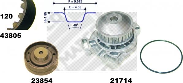 Mapco 41805 - Водяний насос + комплект зубчатого ременя autozip.com.ua