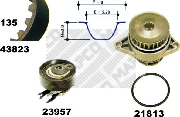 Mapco 41823 - Водяний насос + комплект зубчатого ременя autozip.com.ua