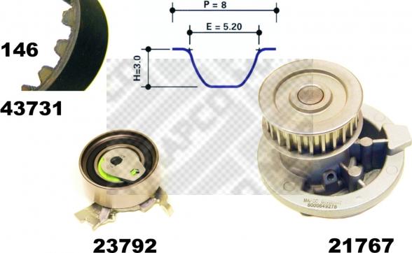 Mapco 41731/1 - Водяний насос + комплект зубчатого ременя autozip.com.ua