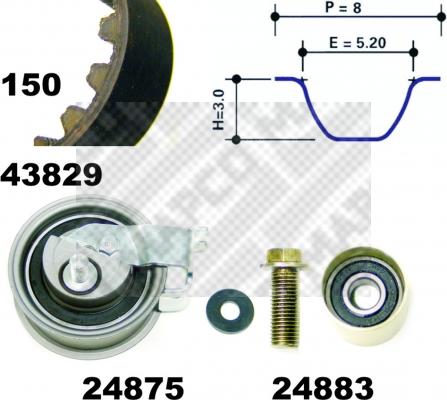 Mapco 23912 - Комплект ременя ГРМ autozip.com.ua