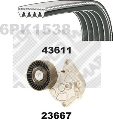 Mapco 23611 - Поликлиновий ремінний комплект autozip.com.ua