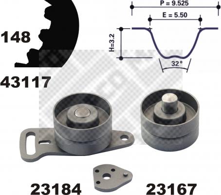 Mapco 23117 - Комплект ременя ГРМ autozip.com.ua