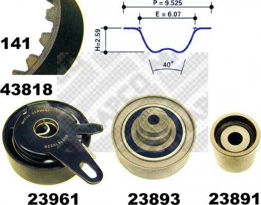 Mapco 23818 - Комплект ременя ГРМ autozip.com.ua