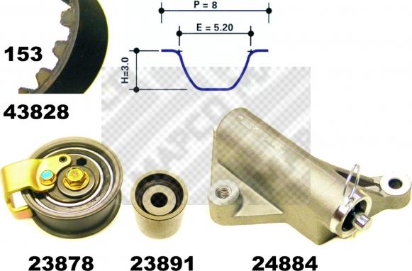 Mapco 23833 - Комплект ременя ГРМ autozip.com.ua