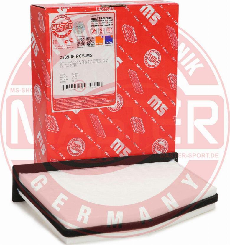 MASTER-SPORT 2939-IF-PCS-MS - Фільтр, повітря у внутрішній простір autozip.com.ua