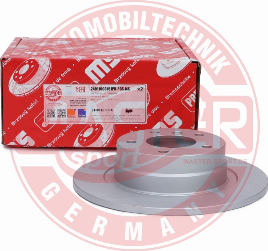 MASTER-SPORT 24011003151PR-PCS-MS - Гальмівний диск autozip.com.ua