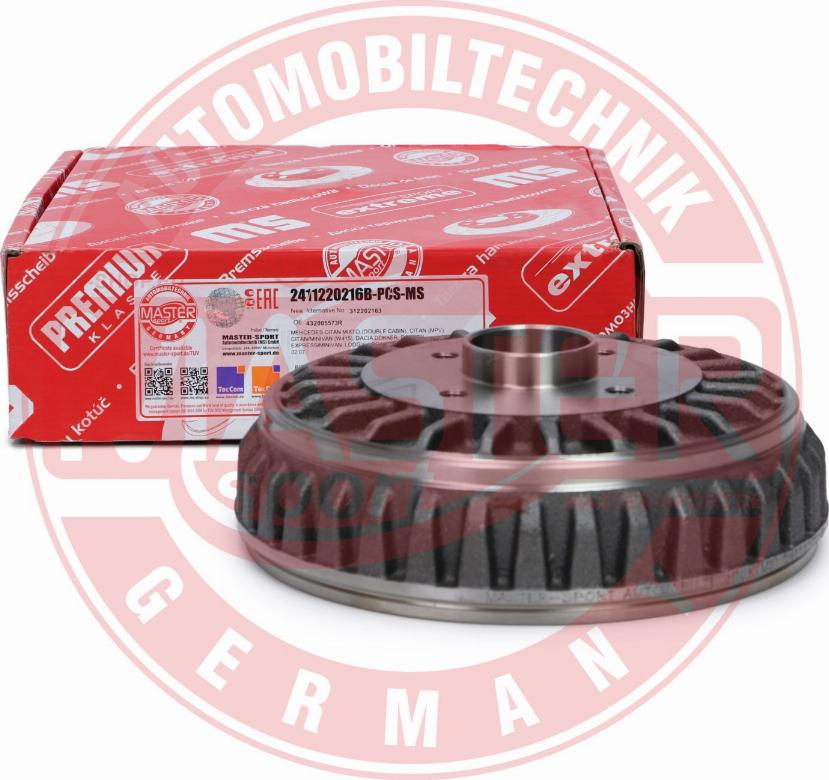 MASTER-SPORT 2411220216B-PCS-MS - Гальмівний барабан autozip.com.ua