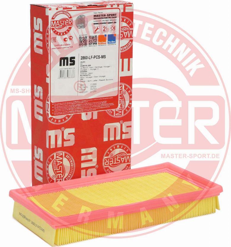 MASTER-SPORT 2860-LF-PCS-MS - Повітряний фільтр autozip.com.ua