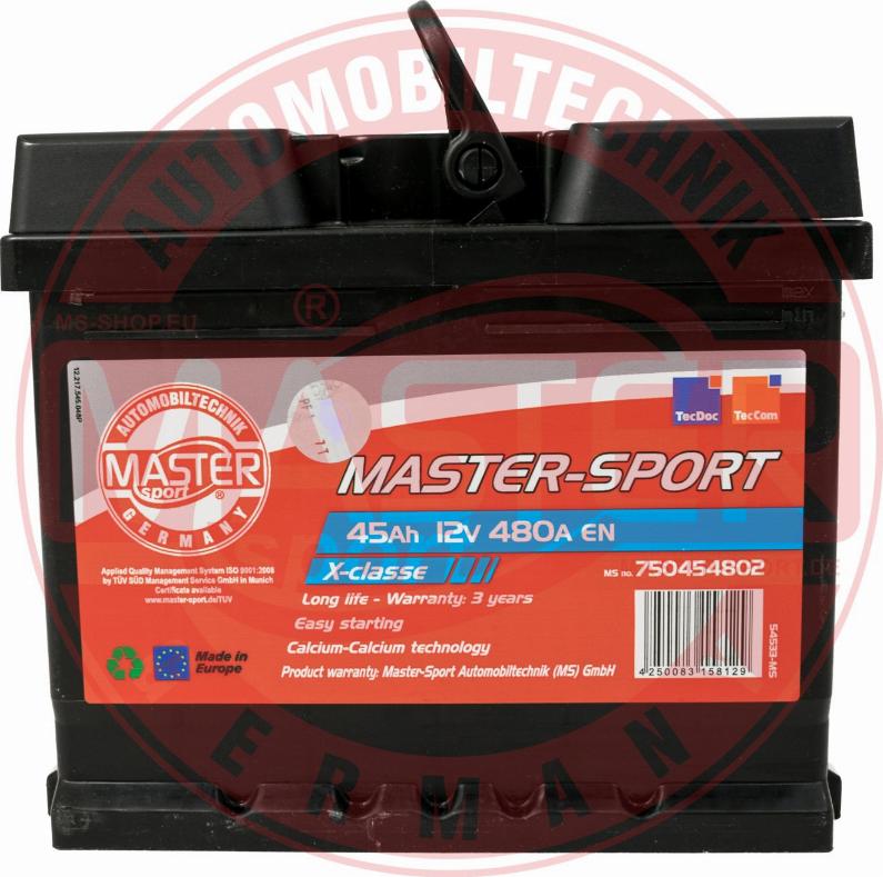 MASTER-SPORT 750454802 - Стартерна акумуляторна батарея, АКБ autozip.com.ua