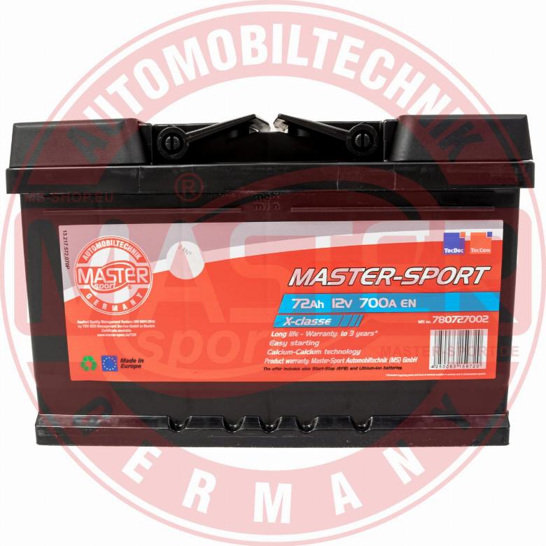 MASTER-SPORT 780727002 - Стартерна акумуляторна батарея, АКБ autozip.com.ua