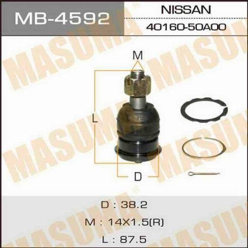 MASUMA MB-4592 - Шарова опора, несучий / направляючий шарнір autozip.com.ua
