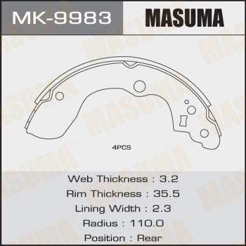 MASUMA MK-9983 - Комплект гальм, барабанний механізм autozip.com.ua