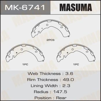 MASUMA MK-6741 - Комплект гальм, барабанний механізм autozip.com.ua