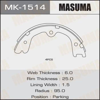 MASUMA MK-1514 - Комплект гальм, барабанний механізм autozip.com.ua