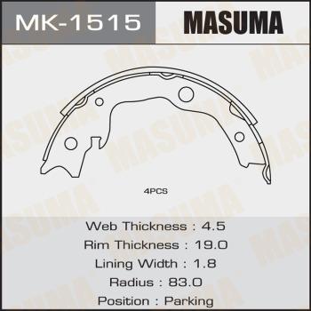 MASUMA MK-1515 - Комплект гальм, барабанний механізм autozip.com.ua