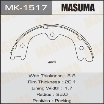 MASUMA MK-1517 - Комплект гальм, барабанний механізм autozip.com.ua