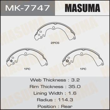 MASUMA MK-7747 - Комплект гальм, барабанний механізм autozip.com.ua