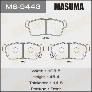 MASUMA MS-9443 - Гальмівні колодки, дискові гальма autozip.com.ua