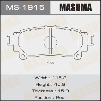MASUMA MS-1915 - Гальмівні колодки, дискові гальма autozip.com.ua