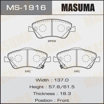 MASUMA MS-1916 - Гальмівні колодки, дискові гальма autozip.com.ua