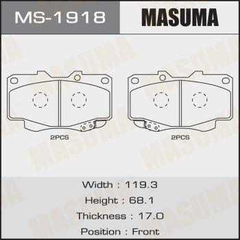MASUMA MS-1918 - Гальмівні колодки, дискові гальма autozip.com.ua