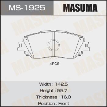 MASUMA MS-1925 - Комплект гальм, барабанний механізм autozip.com.ua