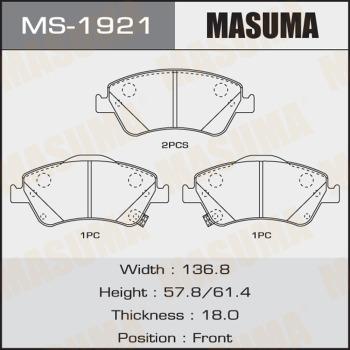 MASUMA MS-1921 - Гальмівні колодки, дискові гальма autozip.com.ua
