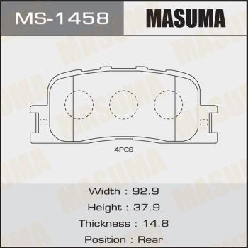 MASUMA MS-1458 - Гальмівні колодки, дискові гальма autozip.com.ua