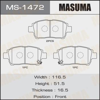 MASUMA MS-1472 - Гальмівні колодки, дискові гальма autozip.com.ua