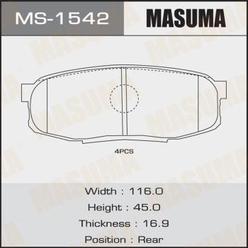 MASUMA MS-1542 - Гальмівні колодки, дискові гальма autozip.com.ua