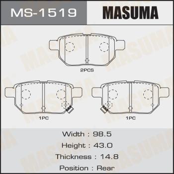 MASUMA MS-1519 - Гальмівні колодки, дискові гальма autozip.com.ua