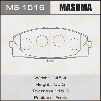 MASUMA MS-1516 - Гальмівні колодки, дискові гальма autozip.com.ua