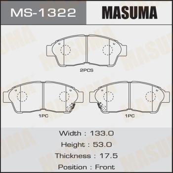MASUMA MS-1322 - Гальмівні колодки, дискові гальма autozip.com.ua